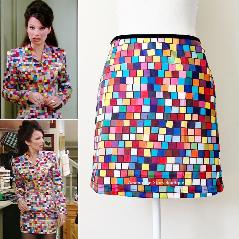 NWT 90s Vintage Todd Oldham Mosaic Print Mini Skirt Alt. ASO Fran in The Nanny